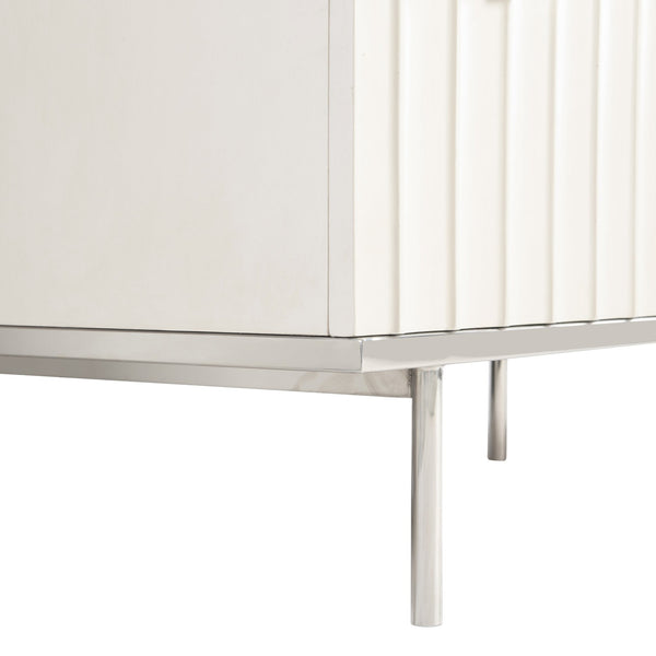 Bernhardt Bernhardt Modulum Faux Stone Dresser With White Adobe Finish, Fluted Soft-Close Drawers, Stainless Base 315042