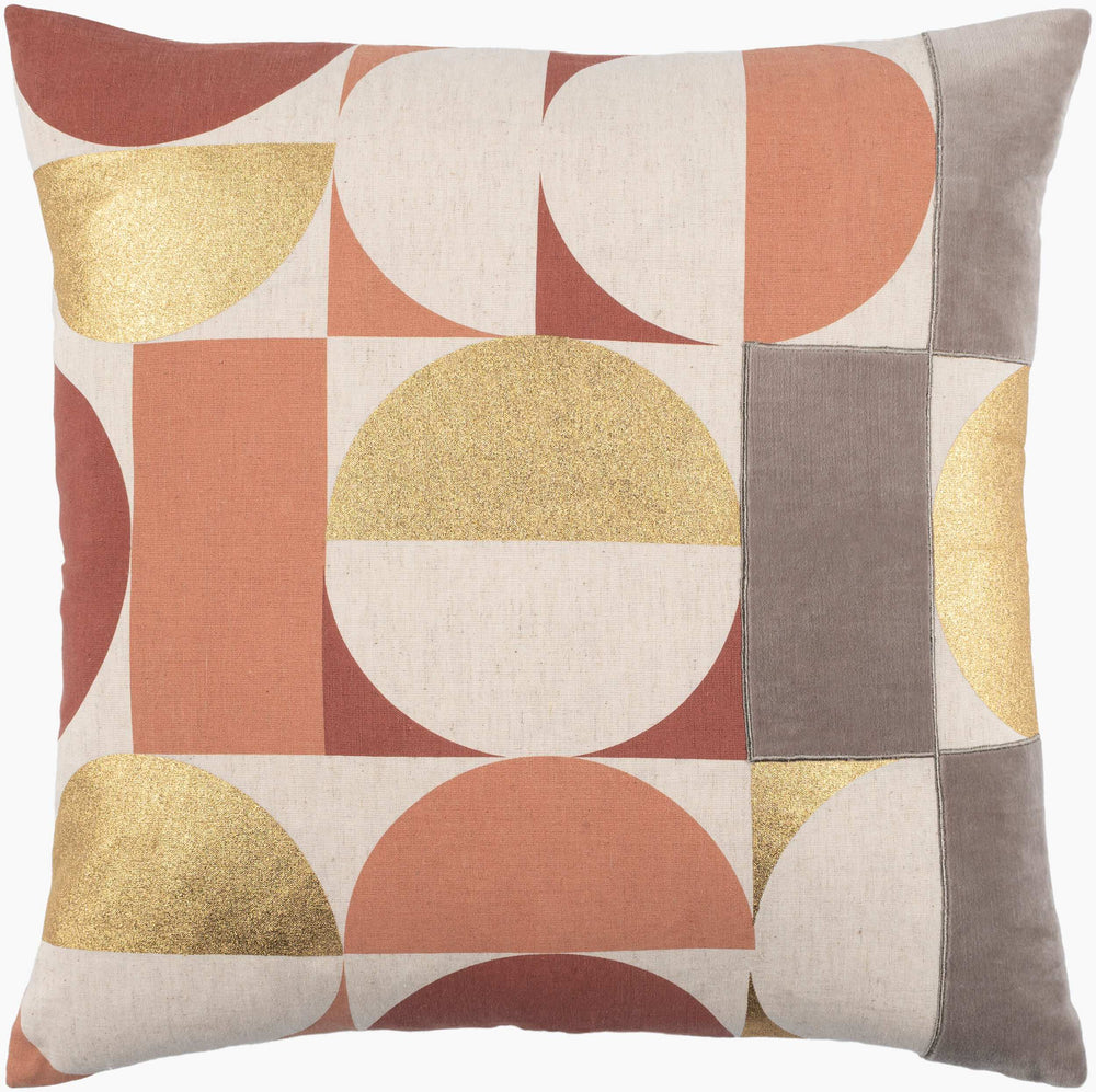 Surya Sonja 20" X 20" Durable Accent Pillow - Modern Cotton & Linen Design For Chic Home Decor Revamp Rust Cotton,Linen,Cotton,Linen Sja001-2020p