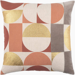 Surya Sonja 20" X 20" Durable Accent Pillow - Modern Cotton & Linen Design For Chic Home Decor Revamp Rust Cotton,Linen,Cotton,Linen Sja001-2020p