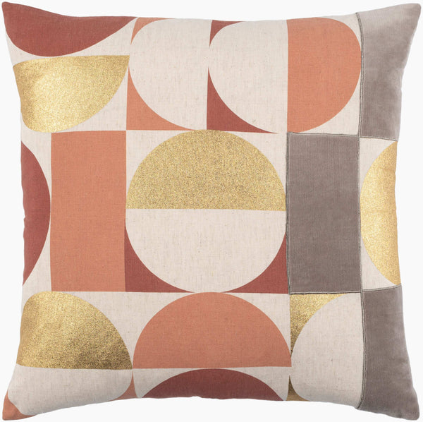 Surya Sonja 20" X 20" Durable Accent Pillow - Modern Cotton & Linen Design For Chic Home Decor Revamp Rust Cotton,Linen,Cotton,Linen Sja001-2020p