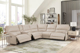 Parker House Parker Living Whitman - Verona Linen - Powered By Freemotion 6 Piece Modular Power Reclining Sectional with Power Adjustable Headrests Verona Linen Top Grain Leather with Match (X) MWHI-PACKA(H)-P50-VLI