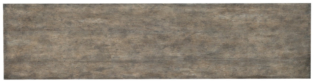 Hooker Furniture Melange Fairfax Credenza With Grooved Quatrefoil Doors, Distressed Oak Finish & Soft-Close Storage 638-85398-MWD