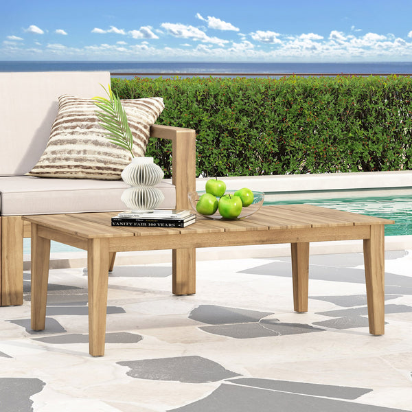 English Elm Christopher Knight Home® - Acacia Rustic Outdoor Coffee Table with Slat Top, Light Brown Acacia Wood, Durable 39.5" L 72767.00MLBRN