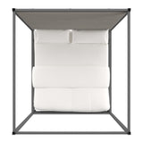 Homelegance By Top-Line Marcel Black Nickel Canopy Bed with Linen Panel Headboard Black Nickel Metal