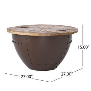 English Elm Christopher Knight Home® - WOODEN Mango Wood & Iron Coffee Table with Hinged Storage, Modern Industrial Drum Design (30.5") 66499.00