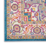 Nourison Passion PSN20 Machine Made Power-loomed Floral Border Indoor Only Bohemian  Rug Teal Multicolor, Teal Multicolor 100% Polypropylene 99446765253