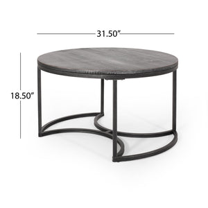 English Elm Christopher Knight Home® - COFFEE Modern Industrial Nesting Table Set — Wire‑Brushed Firwood Tops with Sturdy Iron Frame Durable Style Black+Silver 67141.00