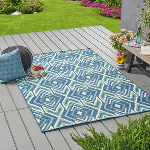 English Elm Christopher Knight Home® - MERIDIAN Navy Outdoor Rug 5'3" x 7'6" – Durable 100% Polypropylene Machine-Woven Loop Pile Rug 64162.00