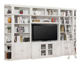 Boca 7 Piece Entertainment Wall with Corner Bookcases Cottage White BOC-7PC-ENT-RNDWALL Parker House