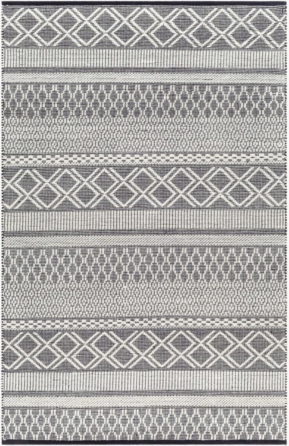Livabliss San Jose Hand-woven Flatweave Accent Rug Cotton Wool Blend for Entryways and Hallways Ivory, Black 9' x 12' SJO2300-912