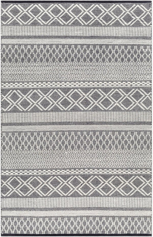 Livabliss San Jose Hand-woven Flatweave Accent Rug Cotton Wool Blend for Entryways and Hallways Ivory, Black 9' x 12' SJO2300-912