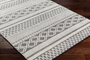 Livabliss San Jose Hand-woven Flatweave Accent Rug Cotton Wool Blend for Entryways and Hallways Ivory, Black 9' x 12' SJO2300-912