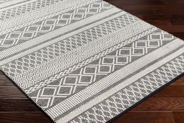 Livabliss San Jose Hand-woven Flatweave Accent Rug Cotton Wool Blend for Entryways and Hallways Ivory, Black 9' x 12' SJO2300-912