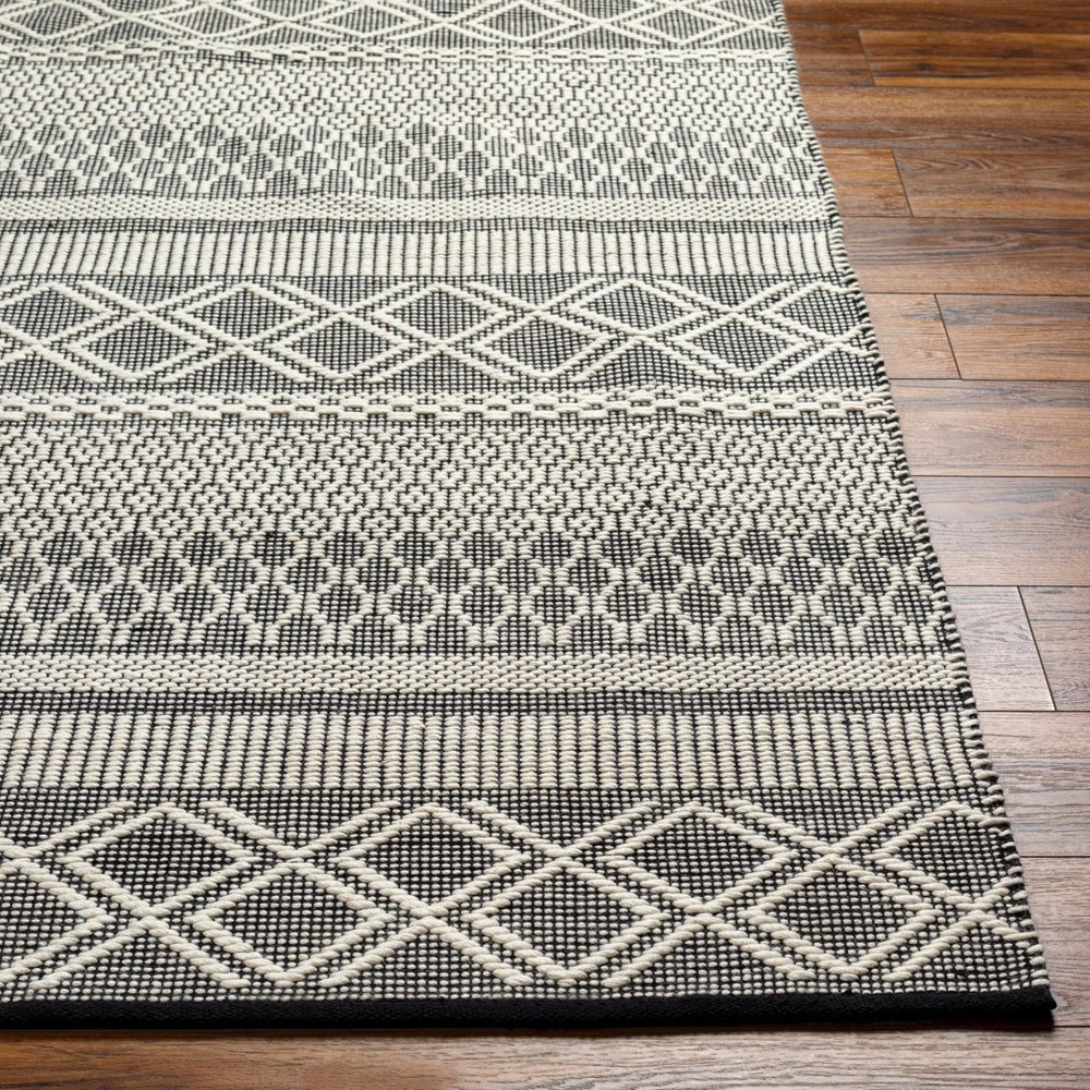 Livabliss San Jose Hand-woven Flatweave Accent Rug Cotton Wool Blend for Entryways and Hallways Ivory, Black 9' x 12' SJO2300-912