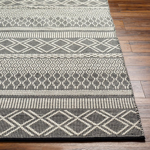 Livabliss San Jose Hand-woven Flatweave Accent Rug Cotton Wool Blend for Entryways and Hallways Ivory, Black 9' x 12' SJO2300-912