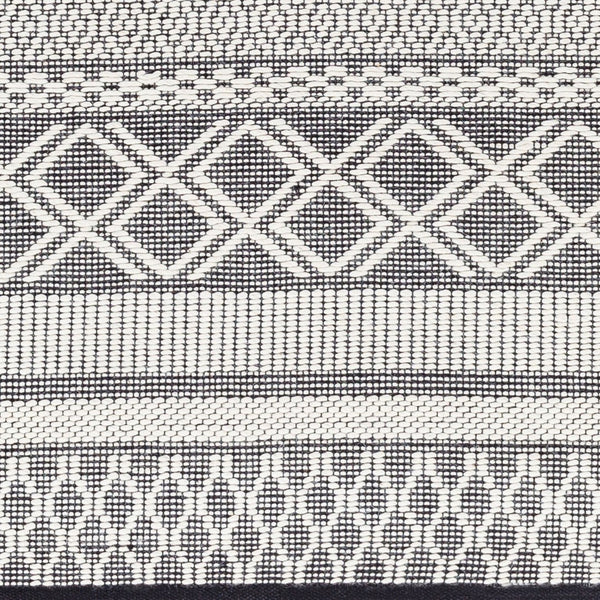 Livabliss San Jose Hand-woven Flatweave Accent Rug Cotton Wool Blend for Entryways and Hallways Ivory, Black 9' x 12' SJO2300-912