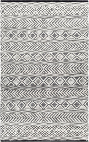 Livabliss San Jose Handwoven Flatweave Accent Rug Cotton Wool Blend for Bohemian Bedroom Entryway Ivory, Black 9' x 12' SJO2301-912