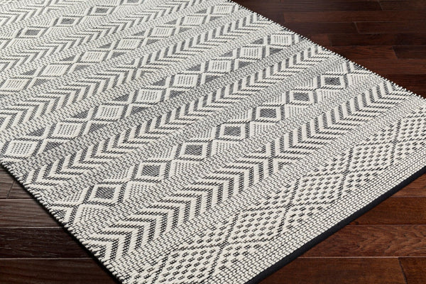 Livabliss San Jose Handwoven Flatweave Accent Rug Cotton Wool Blend for Bohemian Bedroom Entryway Ivory, Black 9' x 12' SJO2301-912