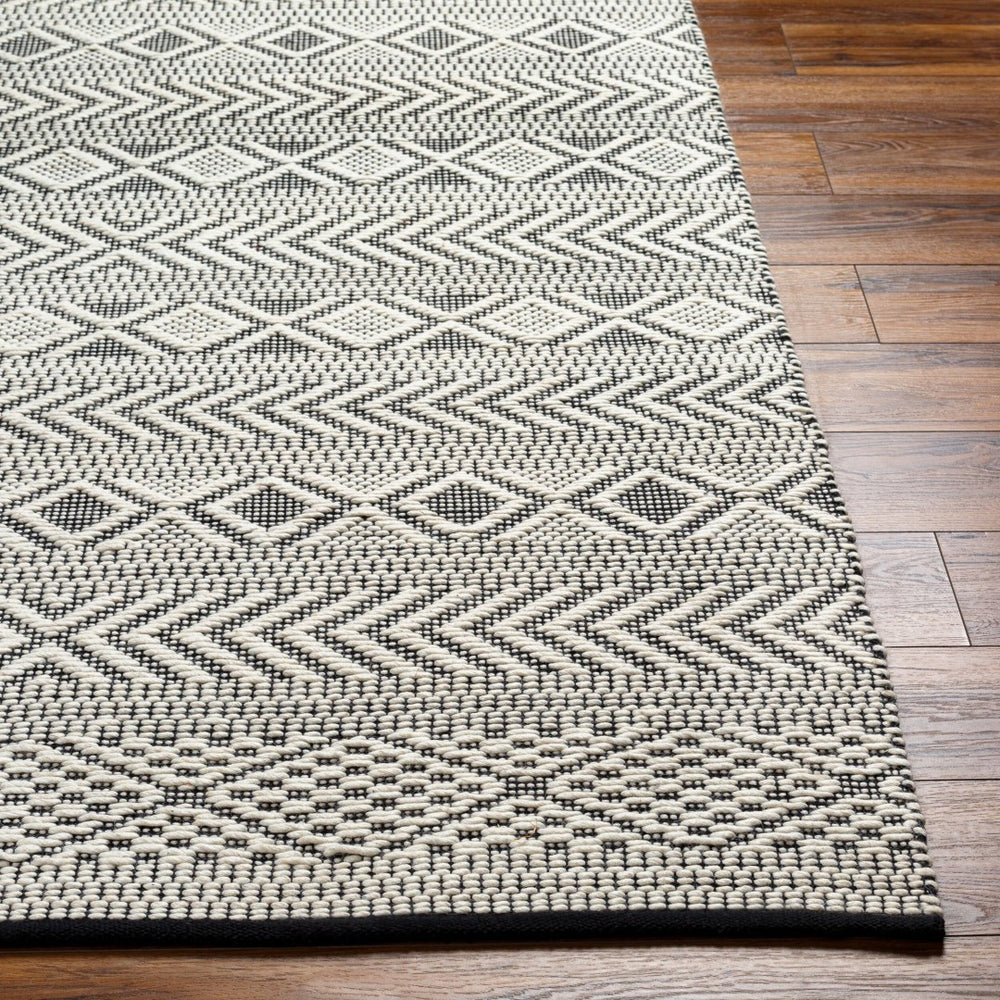 Livabliss San Jose Handwoven Flatweave Accent Rug Cotton Wool Blend for Bohemian Bedroom Entryway Ivory, Black 9' x 12' SJO2301-912