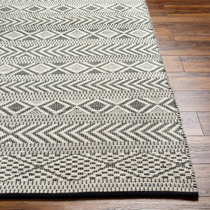 Livabliss San Jose Handwoven Flatweave Accent Rug Cotton Wool Blend for Bohemian Bedroom Entryway Ivory, Black 9' x 12' SJO2301-912