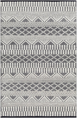 Livabliss San Jose Handwoven Flatweave Cotton Wool Accent Rug for Entryways and Living Rooms Ivory, Black 5' x 7'6" SJO2302-576