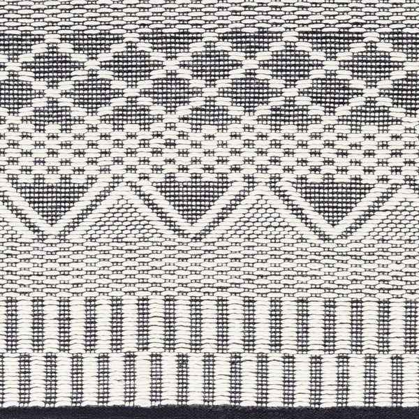 Livabliss San Jose Handwoven Flatweave Cotton Wool Accent Rug for Entryways and Living Rooms Ivory, Black 5' x 7'6" SJO2302-576