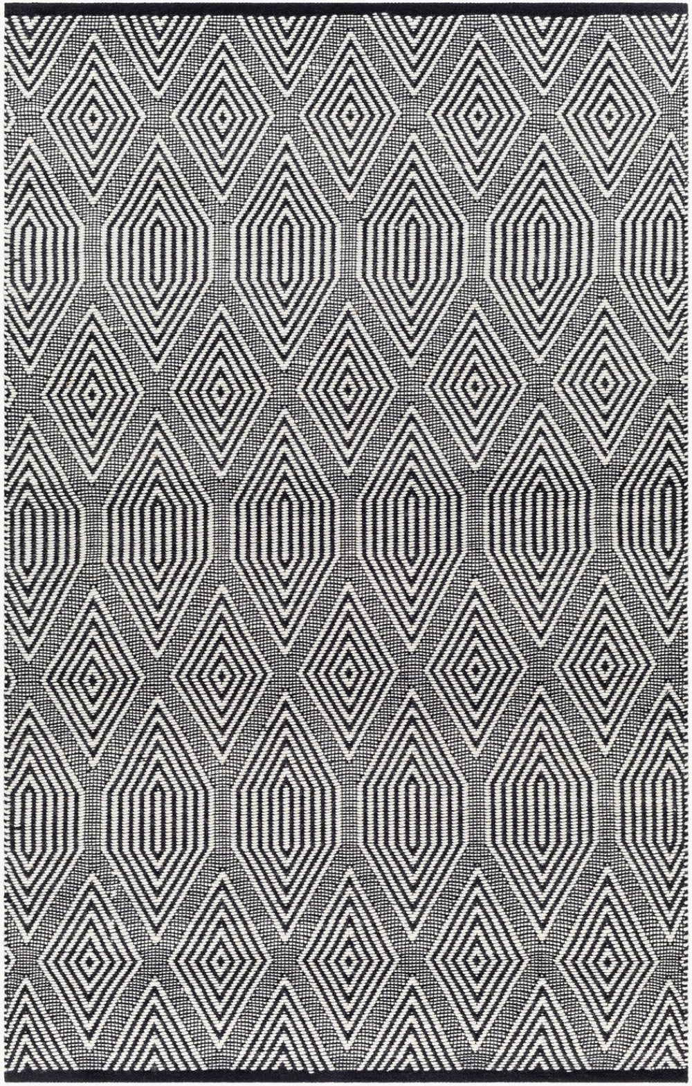 Livabliss San Jose Flat Weave Handwoven Cotton Wool Rug for Entryways Hallways and Living Rooms Ivory, Black 8' x 10' SJO2303-810