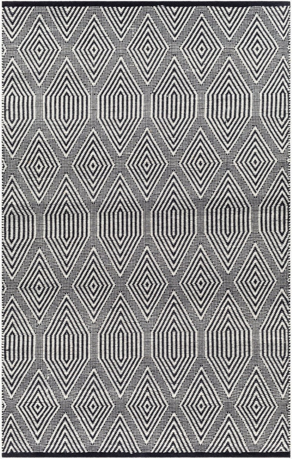 Livabliss San Jose Flat Weave Handwoven Cotton Wool Rug for Entryways Hallways and Living Rooms Ivory, Black 8' x 10' SJO2303-810