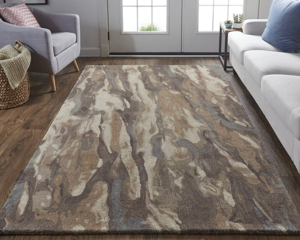 Feizy Rugs Amira Abstract Hand-tufted Wool Area Rug - Contemporary Style For Living Rooms & Home Offices Brown,Gray,Tan Wool Ami8632fbrn000h00