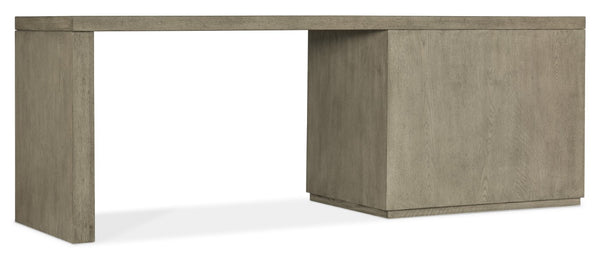 Hooker Furniture Linville Modern 72" Oak Veneer Desk In Smoked Mink Finish With Open Shelving, Float-Ready Design 24.00 L x 84.00W x 30.00H 6150-10916-85