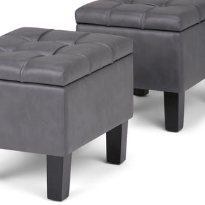 English Elm Dover 3 Piece Storage Ottoman Set - Stylish Stone Grey Faux Leather With Hidden Storage & Seating B136P159055