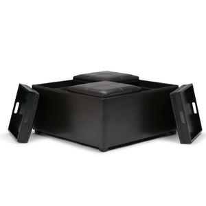 English Elm Avalon - Elegant Square Storage Ottoman In Tanners Brown Faux Leather For Stylish Living Spaces B136P159775