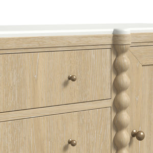 A.R.T. Furniture Haven Credenza - Rustic Elegance with Marble Top, Stylish Storage for Dining & Living Spaces 339252-2325