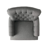 Christopher Knight Home® - Noble House - Byrnes Contemporary Button-Tufted Fabric Club Chair with Rolled Backrest, Dark Gray and Dark Brown