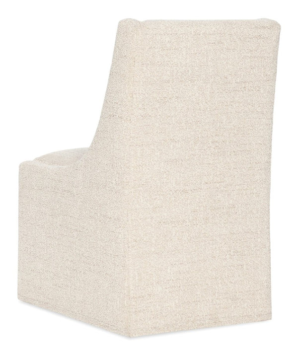 Hooker Furniture Eleana Fully Upholstered Castered Side Chair In Beige Fabric With Low Sloped Arms & Smooth Casters 7252-75810-405