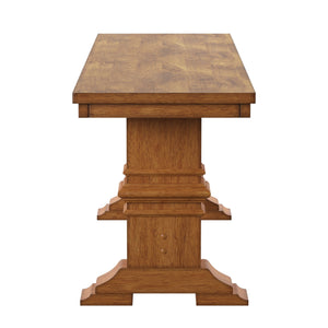 Homelegance By Top-Line Juliette Two-Tone Trestle Leg Wood Dining Bench Oak Rubberwood