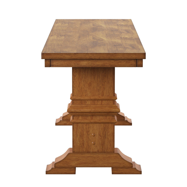 Homelegance By Top-Line Juliette Two-Tone Trestle Leg Wood Dining Bench Oak Rubberwood