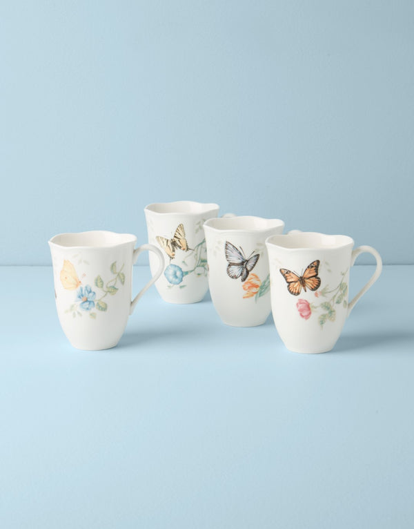 Lenox Butterfly Meadow 4-Piece Mug Set Multi, WHITE PORCELAIN 891271