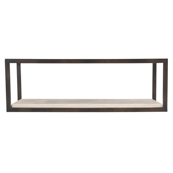 Bernhardt Bernhardt Kinsley Rectangular Cocktail Table With Bronze Tubular Frame, Travertine Shelf & Casters 533021