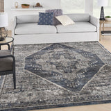 Nourison American Manor AMR02 Machine Made Power-loomed Narrow Border Indoor Only Farmhouse Vintage Rug Blue, Blue 82% Polypropylene,18% Polyester 99446883285