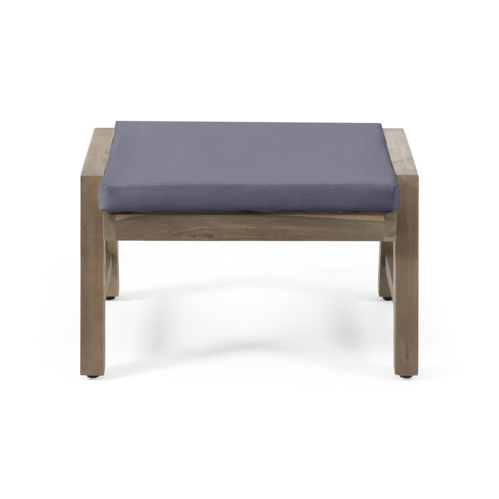 English Elm Christopher Knight Home® - Temecula Acacia Wood Outdoor Ottomans Set of 2 with Cushions — Weather-Resistant, Versatile Footrests DARK GREY 66468.00DGRY