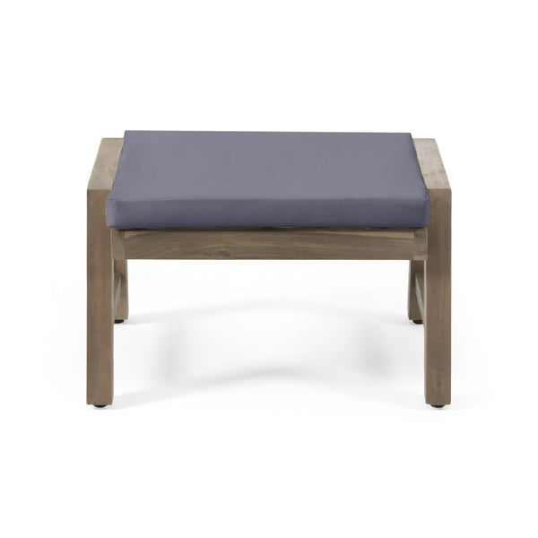 English Elm Christopher Knight Home® - Temecula Acacia Wood Outdoor Ottomans Set of 2 with Cushions — Weather-Resistant, Versatile Footrests DARK GREY 66468.00DGRY