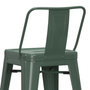 English Elm Rayne - Set Of 4 Stylish Deep Sage Green Metal Counter Stools For Kitchen & Bar Seating Comfort B136P159488-GIGA