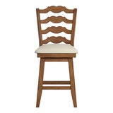 Homelegance By Top-Line Juliette French Ladder Back Counter Height Swivel Stool Oak Rubberwood