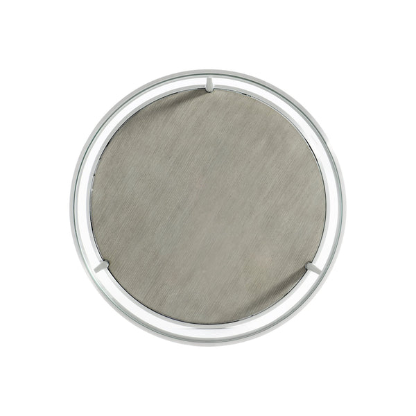 Bernhardt Bernhardt Cornelia Round Side Table With Brushed Stainless Frame, Tempered Glass Top & Wood Shelf - Nebbia Finish 331125