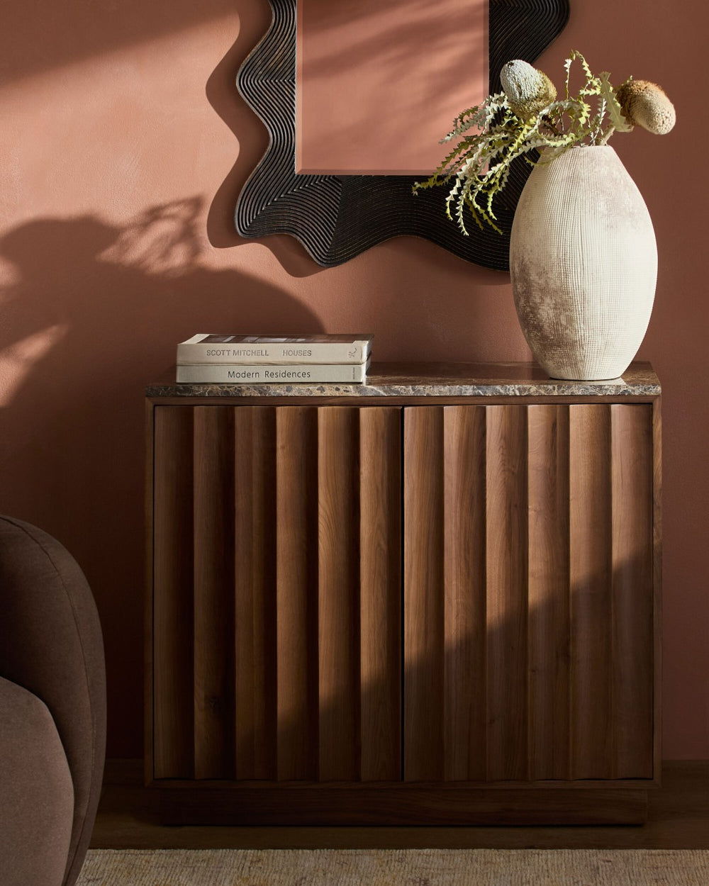 Surya Skopa Mid-century Modern Accent Cabinet Slim Closed Storage for Entryway or Living Room SKOP002-313616