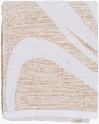 Surya Skyros 50"W X 60"L Hand Knitted Throw - Cozy Cotton & Lurex Blend For Inviting Home Decor Charm Beige Cotton,Lurex,Cotton,Lurex Sks1001-5060