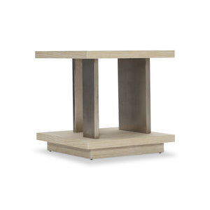 Bernhardt Bernhardt Solaria Sculptural Square Side Table — Rustic Modern Ash & Oak, Pierced Nickel Cast-Aluminum Panels 310124