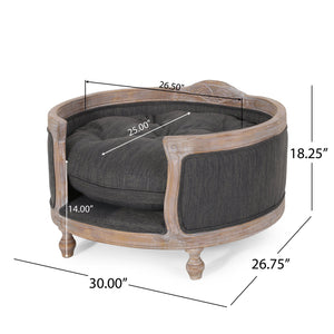 English Elm Pet Bed with Tufted Cushion Solid Birch Turned Legs Upholstered Living Room Sofa Style 72913.00