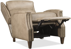 Hooker Furniture Lansing Semi-Aniline Leather Power Recliner With Power Headrest, Usb Charging, Nailhead Trim Beige RC823-PH-083